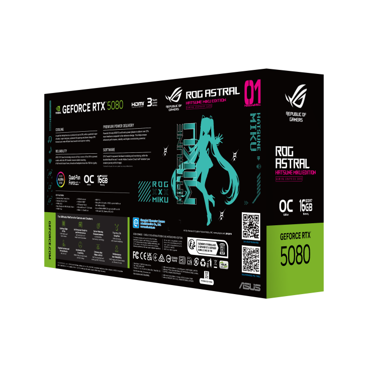 ASUS ROG Astral GeForce RTX 5080 OC Hatsune Miku Edition Graphics Card | 16GB GDDR7